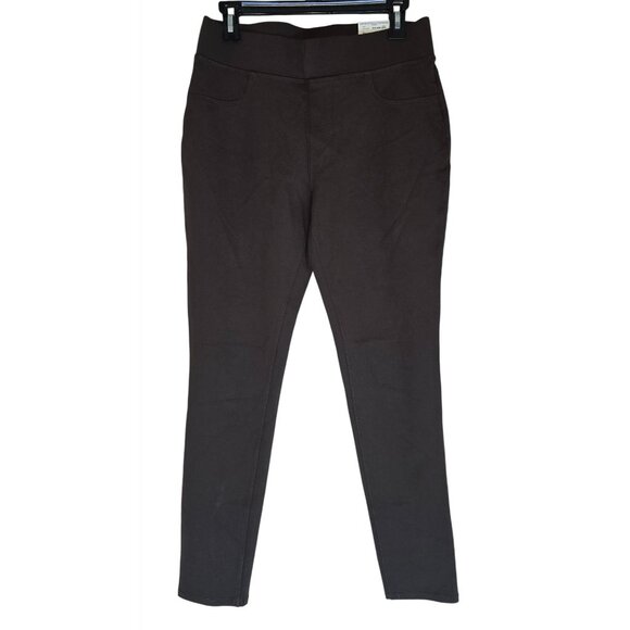 St. Johns Bay Womens Skinny Leg Ponte Pants Medium Chocolate Brown Stretch Comfo - Picture 2 of 8